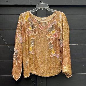 Vintage Sequined and Pearl beaded Silk Top